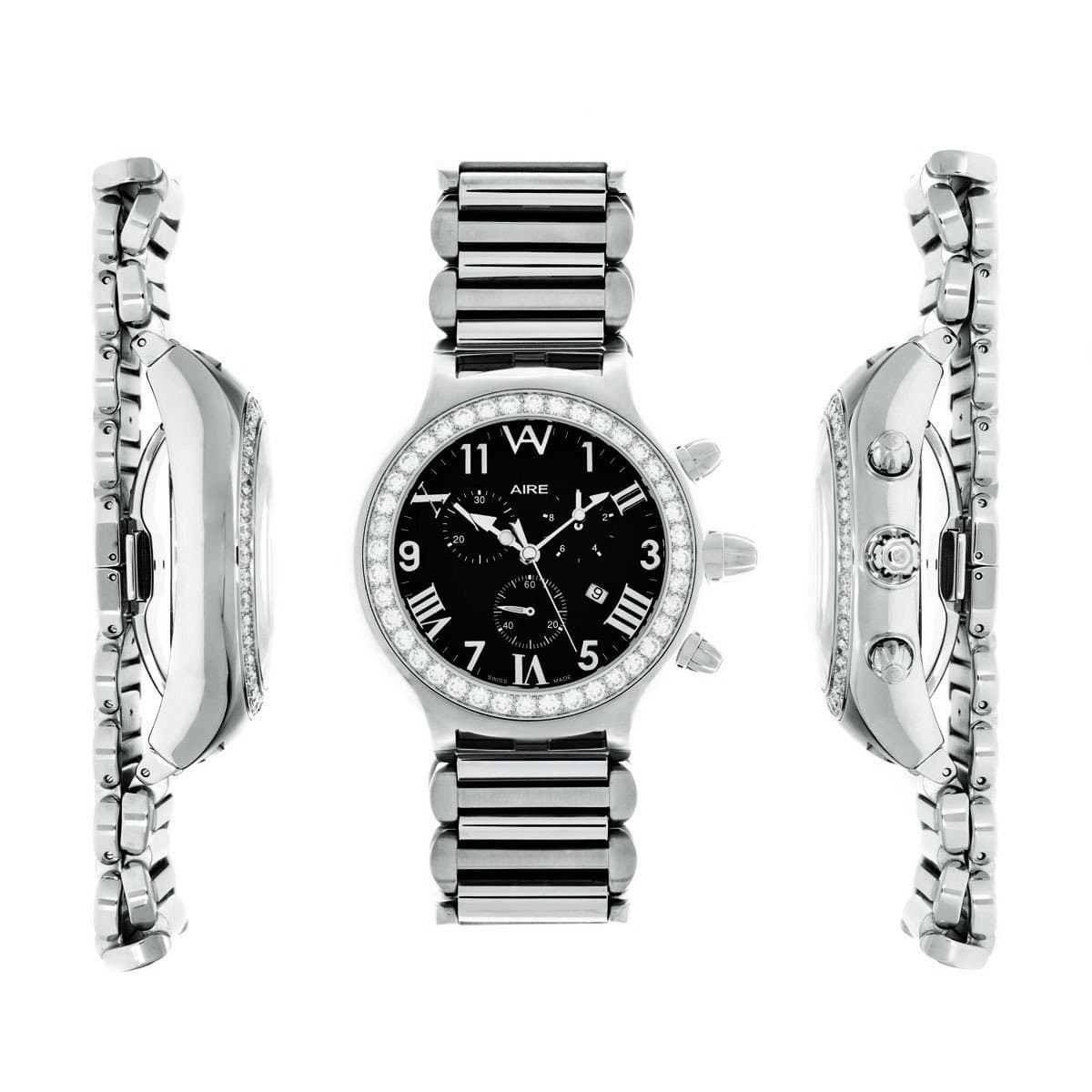Watch - Aire Parlay Swiss Made Chronograph Quartz Over-Sized Diamond Watch For Men