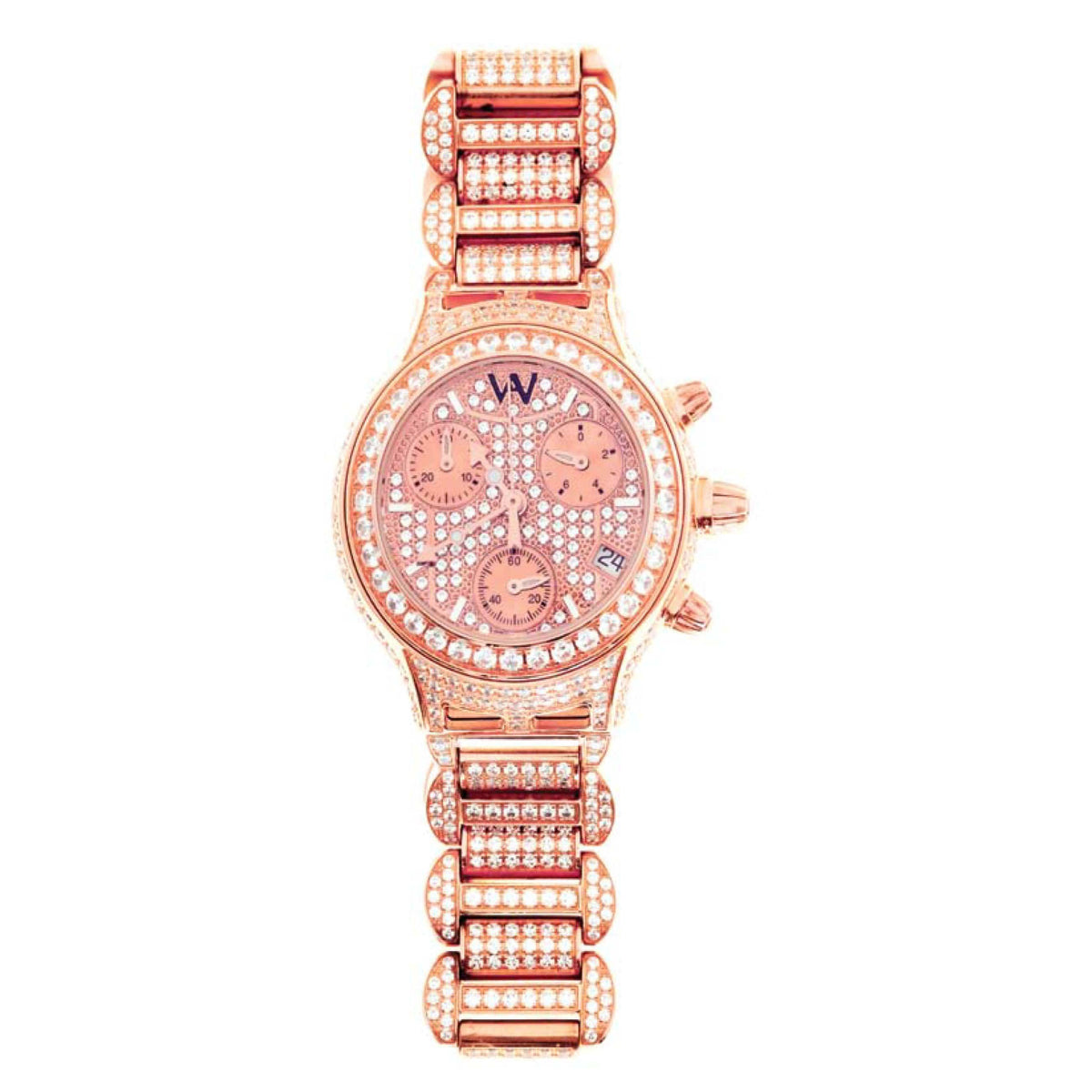 Women's Watch - Aire Parlay Swiss Made 18-Karat Solid Gold Full Diamonds Quartz Chronograph Women's Watch - Red Gold®