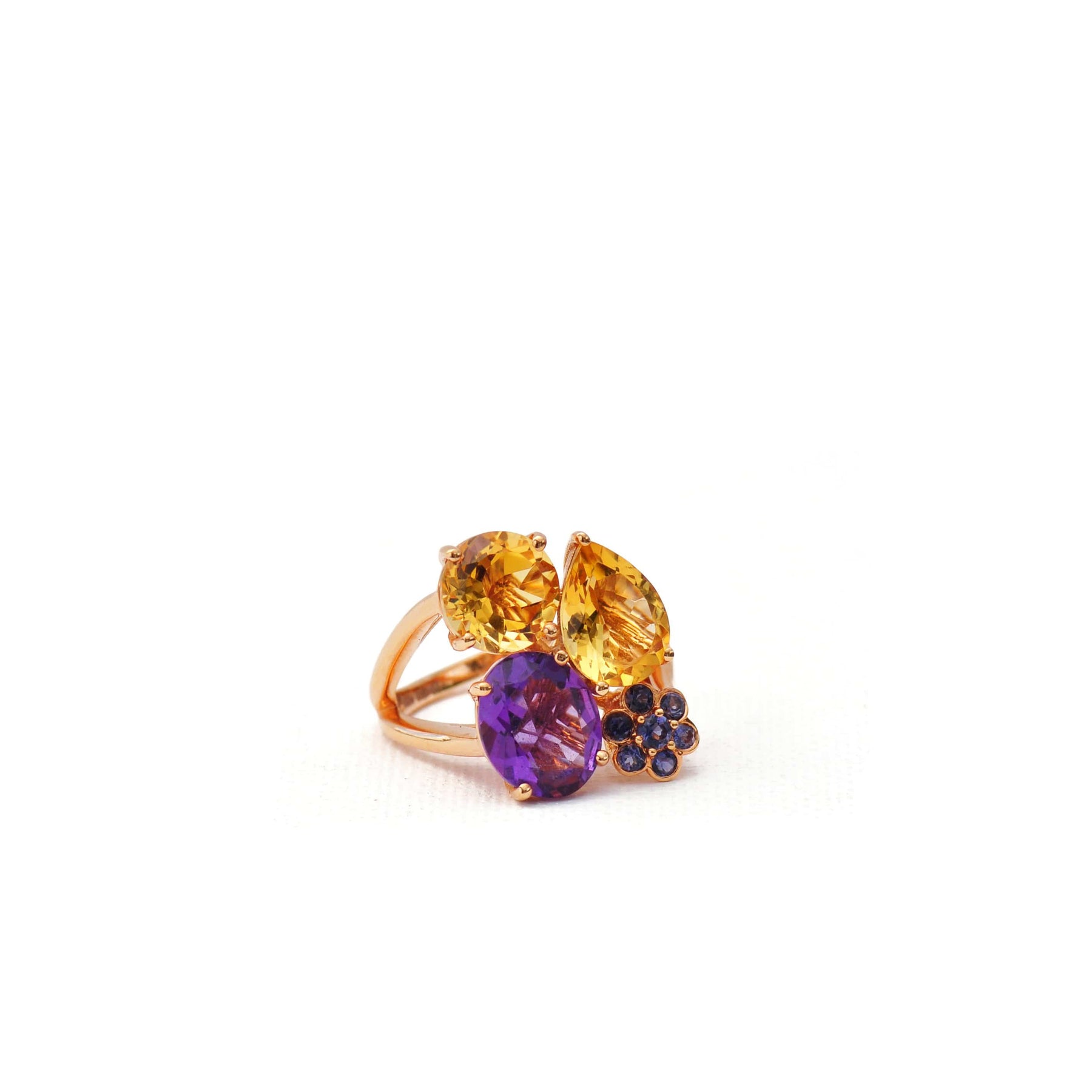 18 Karat Amber Hue Gold Gemstones Ring – Hollywood Royalty Ring - Chris Aire Fine Jewelry & Timepieces
