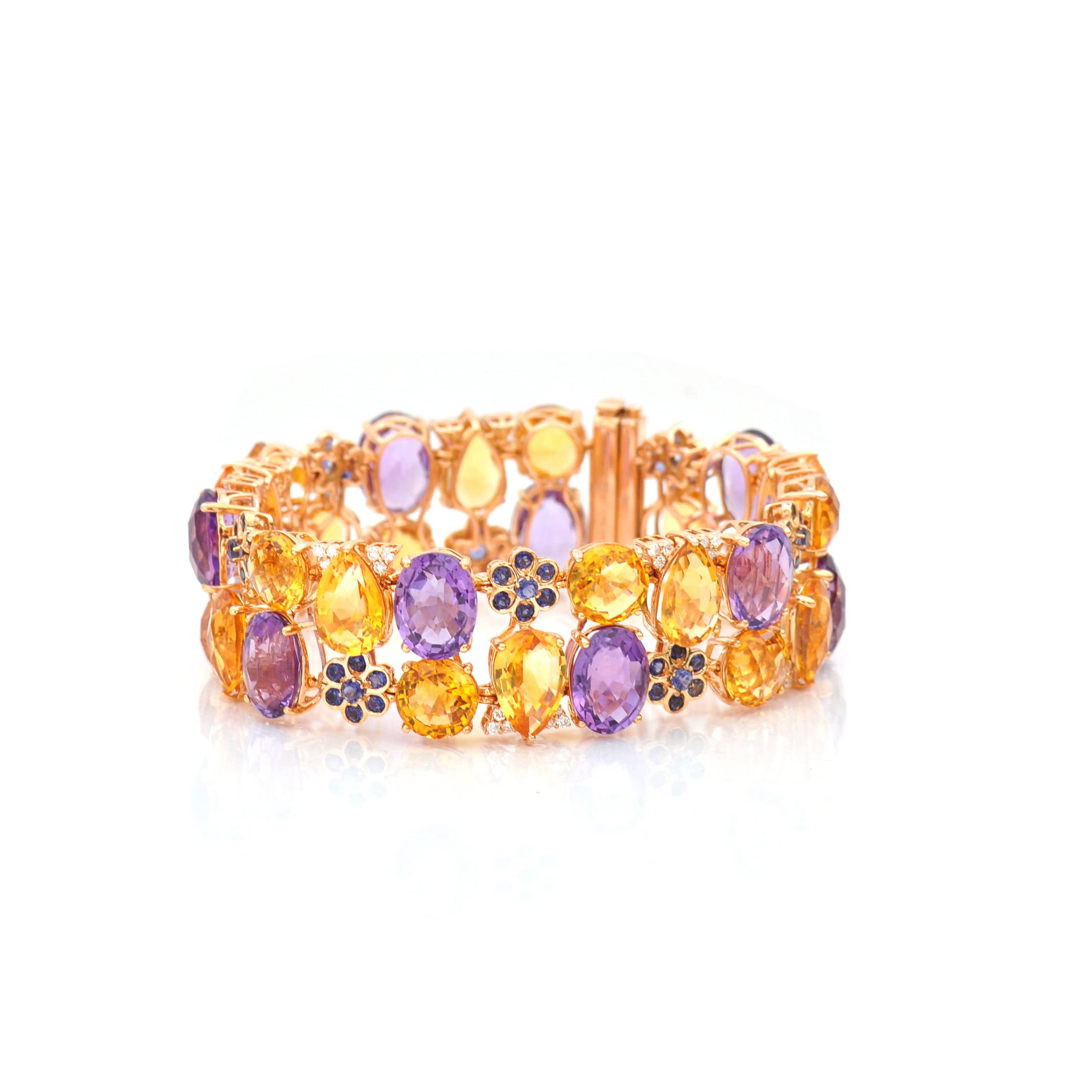 18 KARAT AMBER HUE GOLD MULTI-COLOR GEMSTONES BRACELET - HOLLYWOOD ROYALTY BRACELET - Chris Aire Fine Jewelry & Timepieces