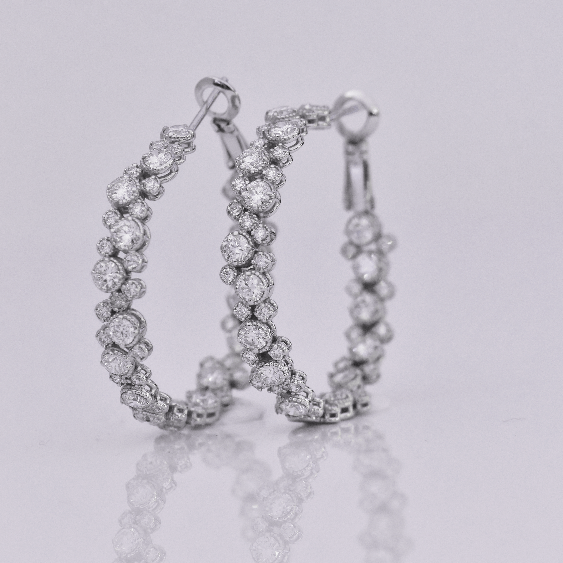 Chronicles - Diamond & White Gold Hoop Earrings