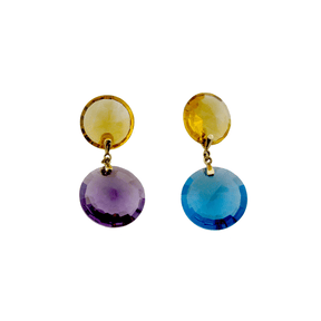 Ployglot Earrings - 18 Karat Yellow Gold and Gemstones