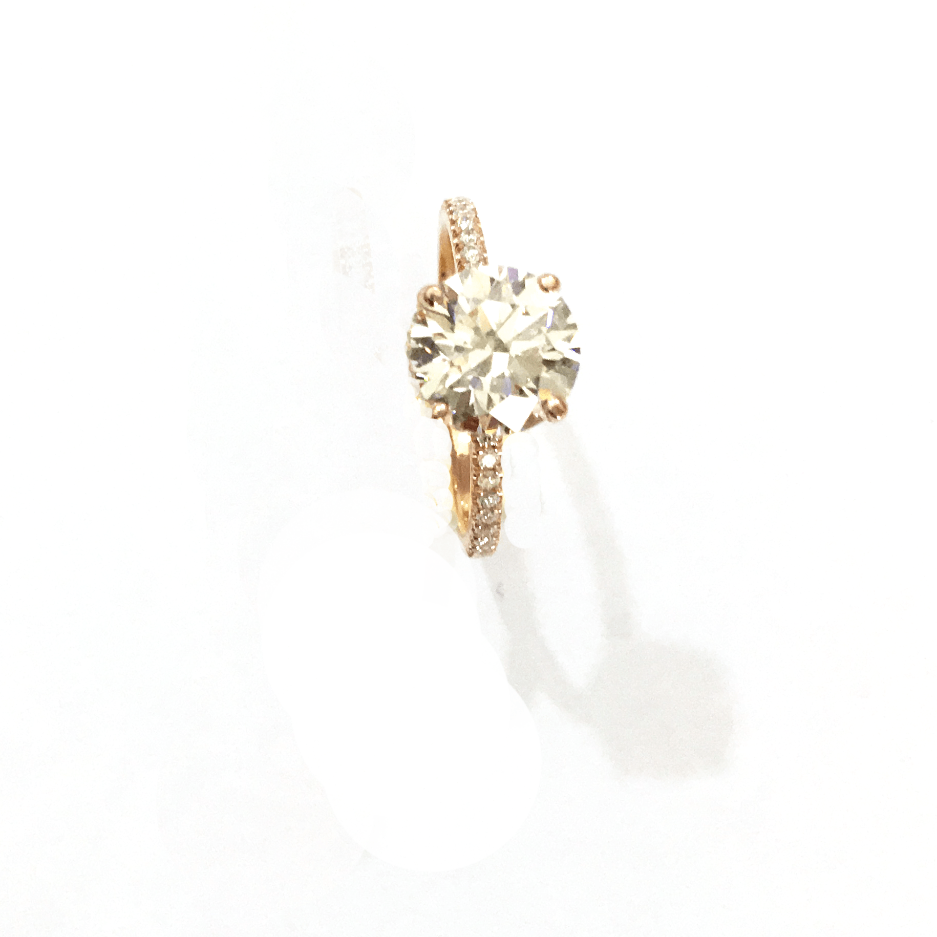 Engagement Ring - 18-Karat Yellow Gold With One Carat Center Diamond
