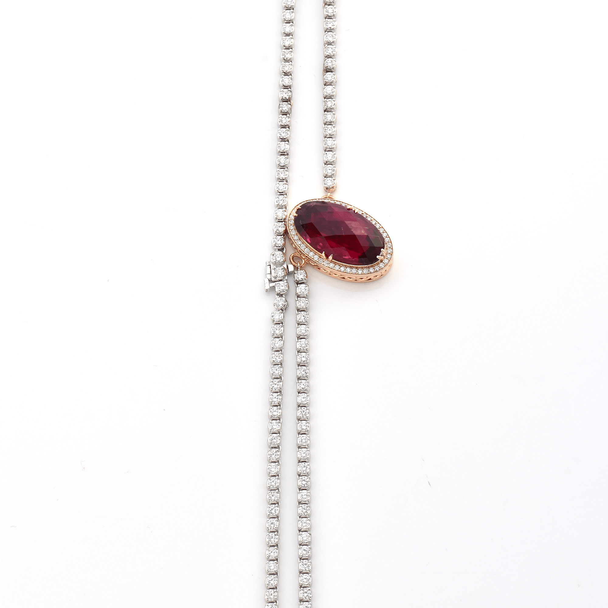 Power Necklace - Diamonds and Rubellite Gemstone