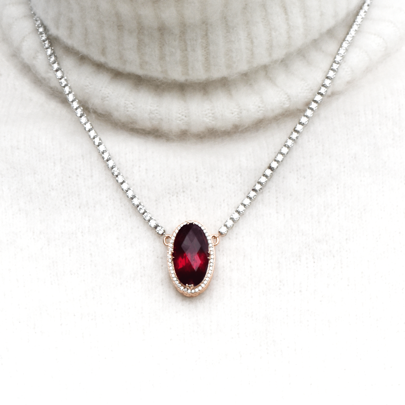 Power Necklace - Diamonds and Rubellite Gemstone