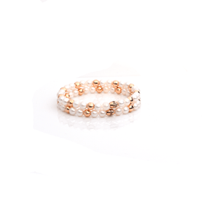 Pearlngold Bracelets - 14-Karat  Solid Amber Hue Gold & Pearl Beaded Bracelet