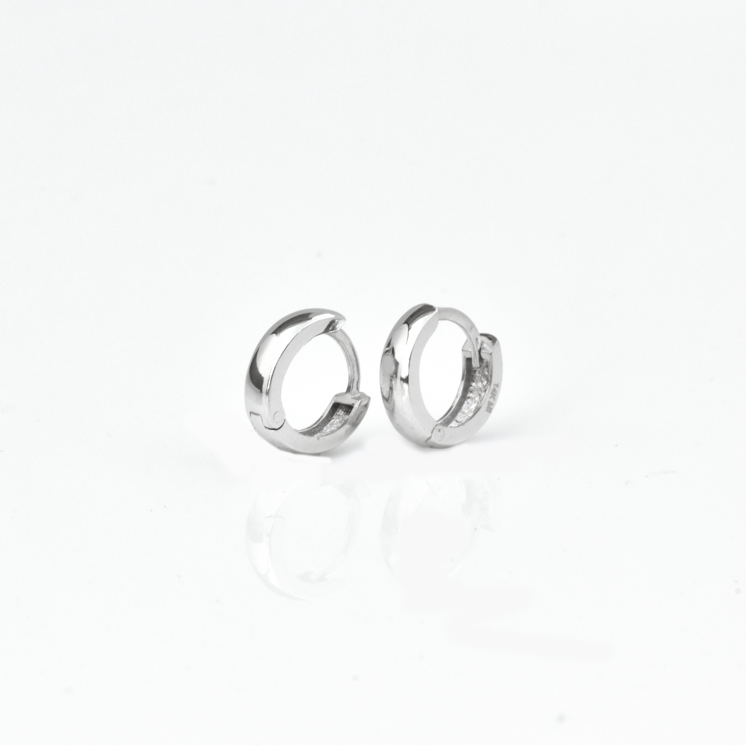 Yellow Gold Hoop Earrings - 14-Karat Solid White Gold Lightweight Huggies : Huggies Earrings