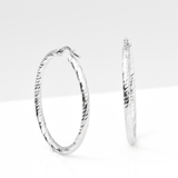 White Gold Hoop Earrings -14-Karat White Gold, Lightweight diamond Cut Hoops: Bright Hoops