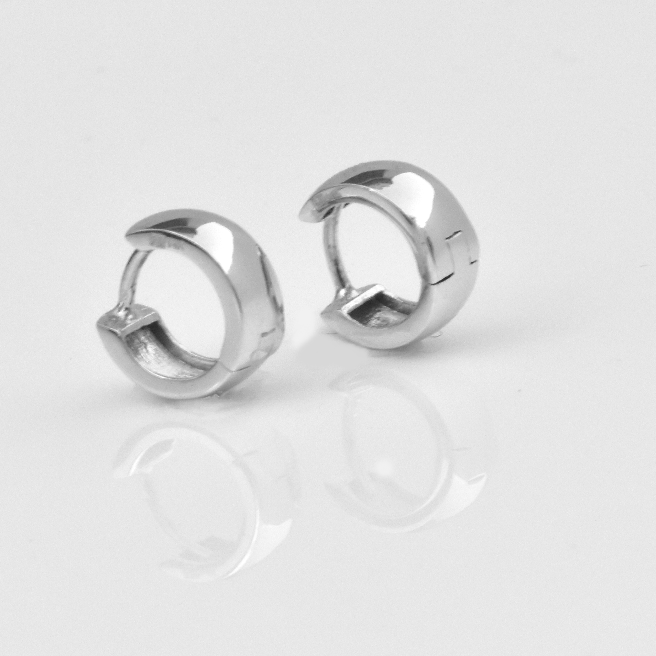 White Gold Earrings - 14-Karat Solid White Gold Lightweight Huggies: Huggies Earrings