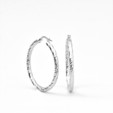 White Gold Hoop Earrings -14-Karat White Gold, Lightweight diamond Cut Hoops: Bright Hoops