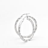 White Gold Hoop Earrings -14-Karat White Gold, Lightweight diamond Cut Hoops: Bright Hoops