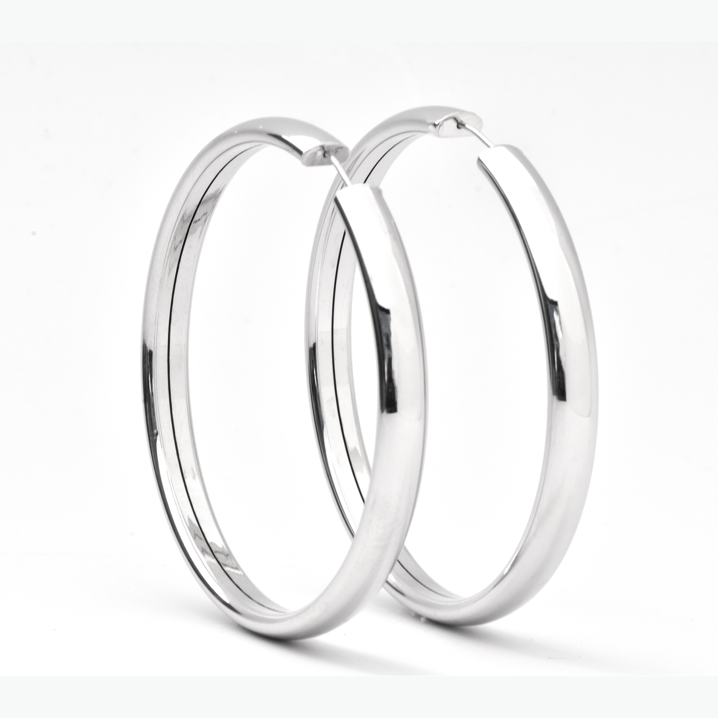 White Gold Hoop Earrings -14-Karat Solid White Gold Girl Hoop Earrings: Fly Girl Hoop Earrings