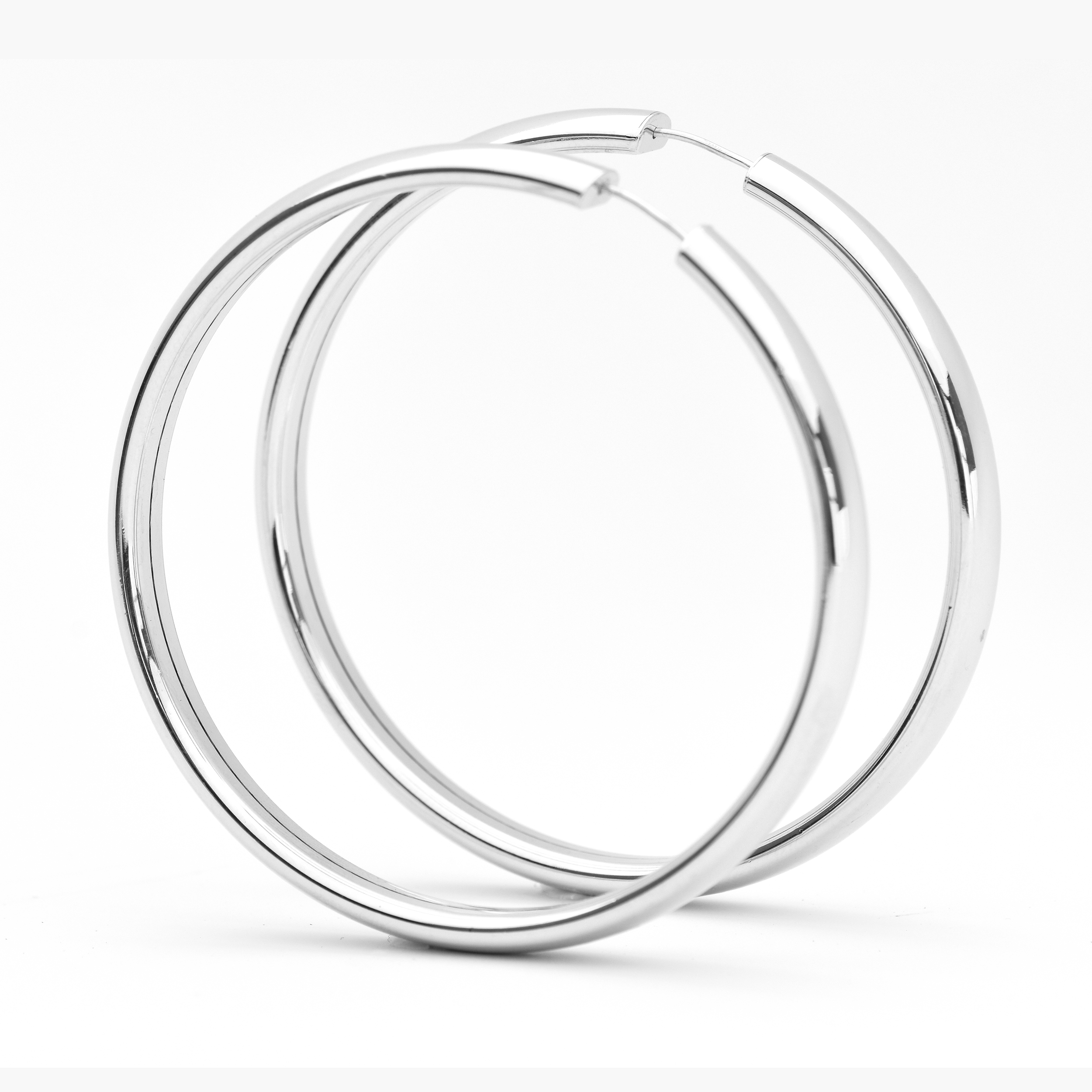 White Gold Hoop Earrings -14-Karat Solid White Gold Girl Hoop Earrings: Fly Girl Hoop Earrings