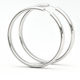 White Gold Hoop Earrings - 14-Karat Solid White Gold Hoop Earrings:  Fly Girl Hoop Earrings