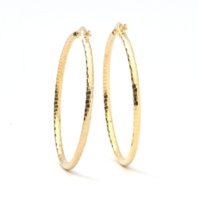Yellow Gold Hoop Earrings -14-Karat Yellow  Gold, Lightweight diamond Cut Hoops: Bright Hoops