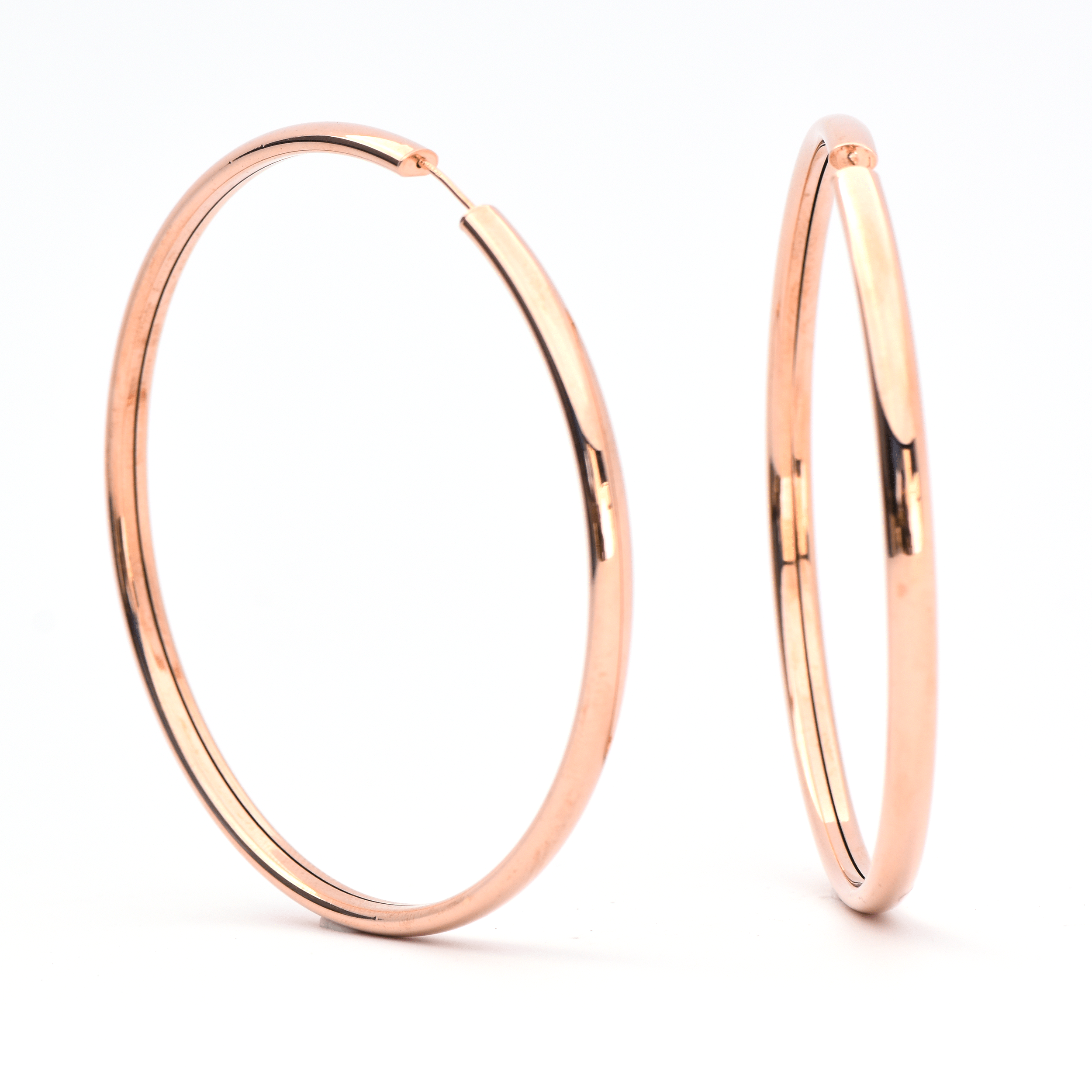 Solid Gold Hoop Earrings - 14-Karat Solid Amber Hue Gold Fly Girl Hoop Earrings - RED GOLD®