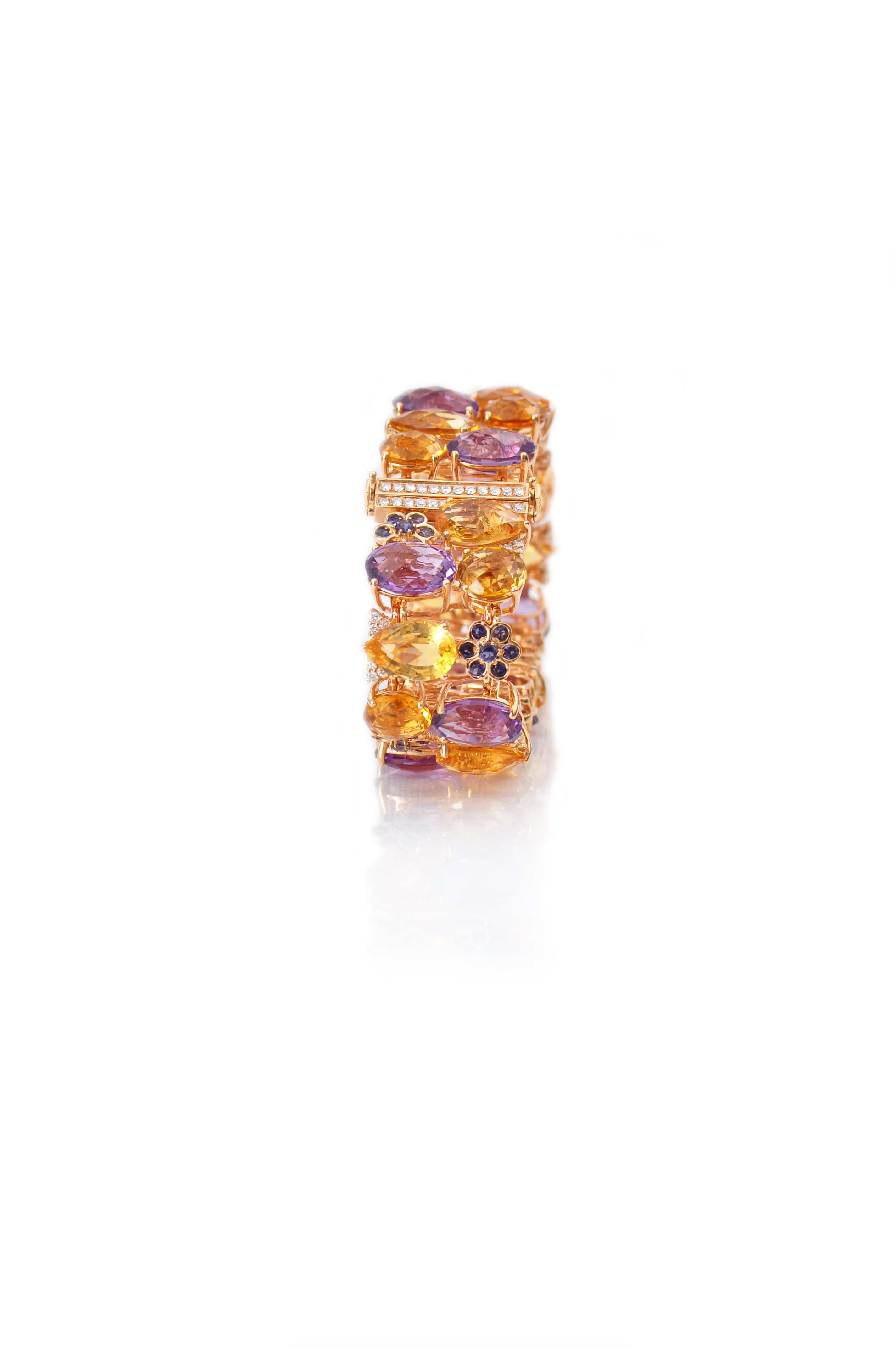 18 KARAT AMBER HUE GOLD MULTI-COLOR GEMSTONES BRACELET - HOLLYWOOD ROYALTY BRACELET - Chris Aire Fine Jewelry & Timepieces