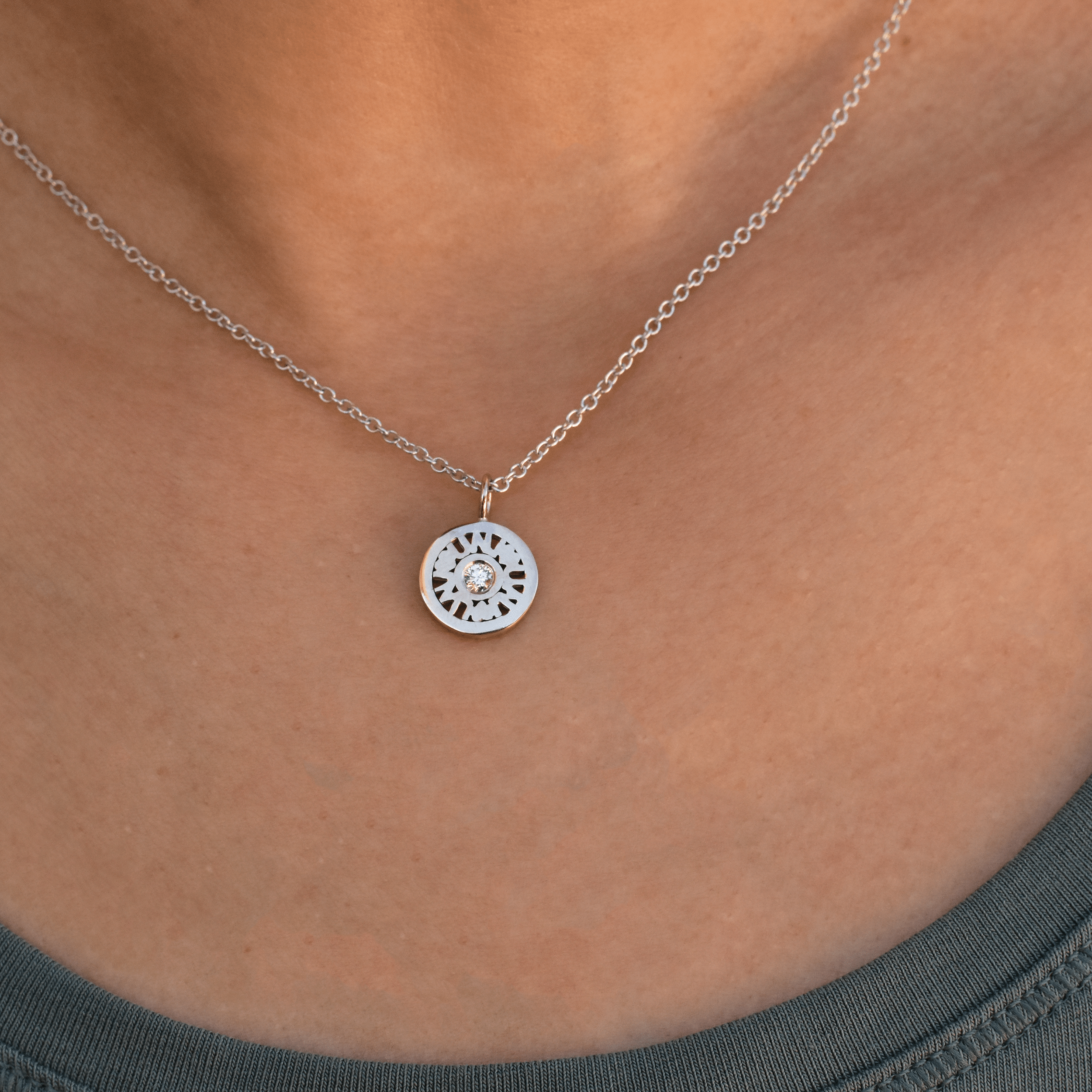 Women's Necklace - "I Love You Forever" - 18-Karat White Gold Dainty Diamond Necklace