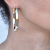 White Gold Hoop Earrings - 14-Karat Solid White Gold Hoop Earrings:  Fly Girl Hoop Earrings