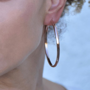 White Gold Hoop Earrings -14-Karat Solid White Gold Girl Hoop Earrings: Fly Girl Hoop Earrings