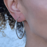 White Gold Hoop Earrings -14-Karat White Gold, Lightweight diamond Cut Hoops: Bright Hoops