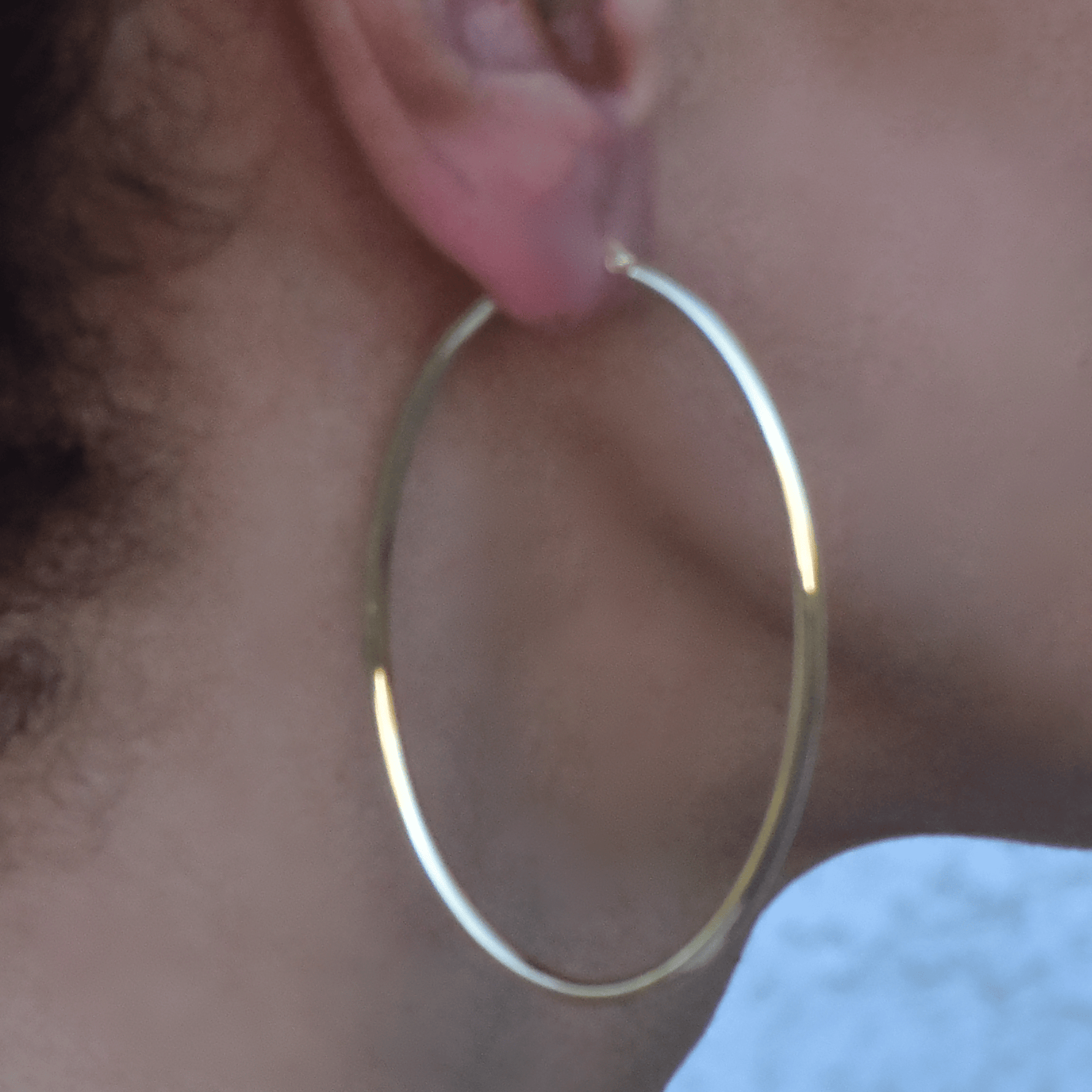 White Gold Hoop Earrings - 14-Karat Solid Yellow Gold Lightweight Oval-Shaped Earrings - Eggs