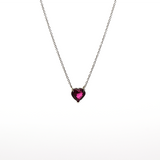 Vibrant Heart - 18-Karat White Solid Gold Red Tourmaline Gemstone Heart Necklace -
