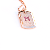 Diamonds and Gold Dog Tag - 18-Karat Amber Hue Gold Full Diamond  Dog Tag with Rubies Necklace - Red Gold®