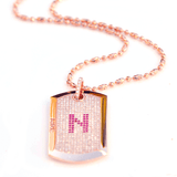 Diamonds and Gold Tog Tag - 18-Karat Amber Hue Gold Full Diamond Custom Dog Tag with Rubies - Red Gold ®
