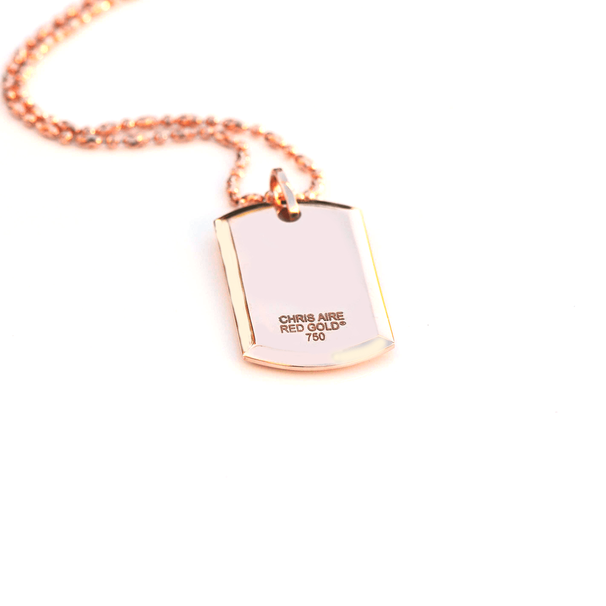 Diamonds and Gold Tog Tag - 18-Karat Amber Hue Gold Full Diamond Custom Dog Tag with Rubies - Red Gold ®