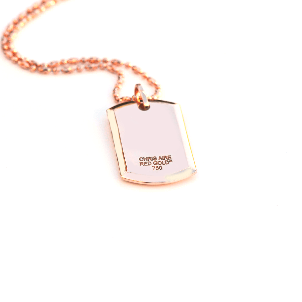 Diamonds and Gold Dog Tag - 18-Karat Amber Hue Gold Full Diamond  Dog Tag with Rubies Necklace - Red Gold®