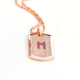 Diamonds and Gold Dog Tag - 18-Karat Amber Hue Gold Full Diamond  Dog Tag with Rubies Necklace - Red Gold®