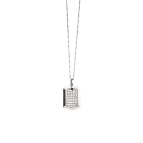 Dog Tag in 18-Karat Solid White Gold With Full Diamond Dog Tag Necklace