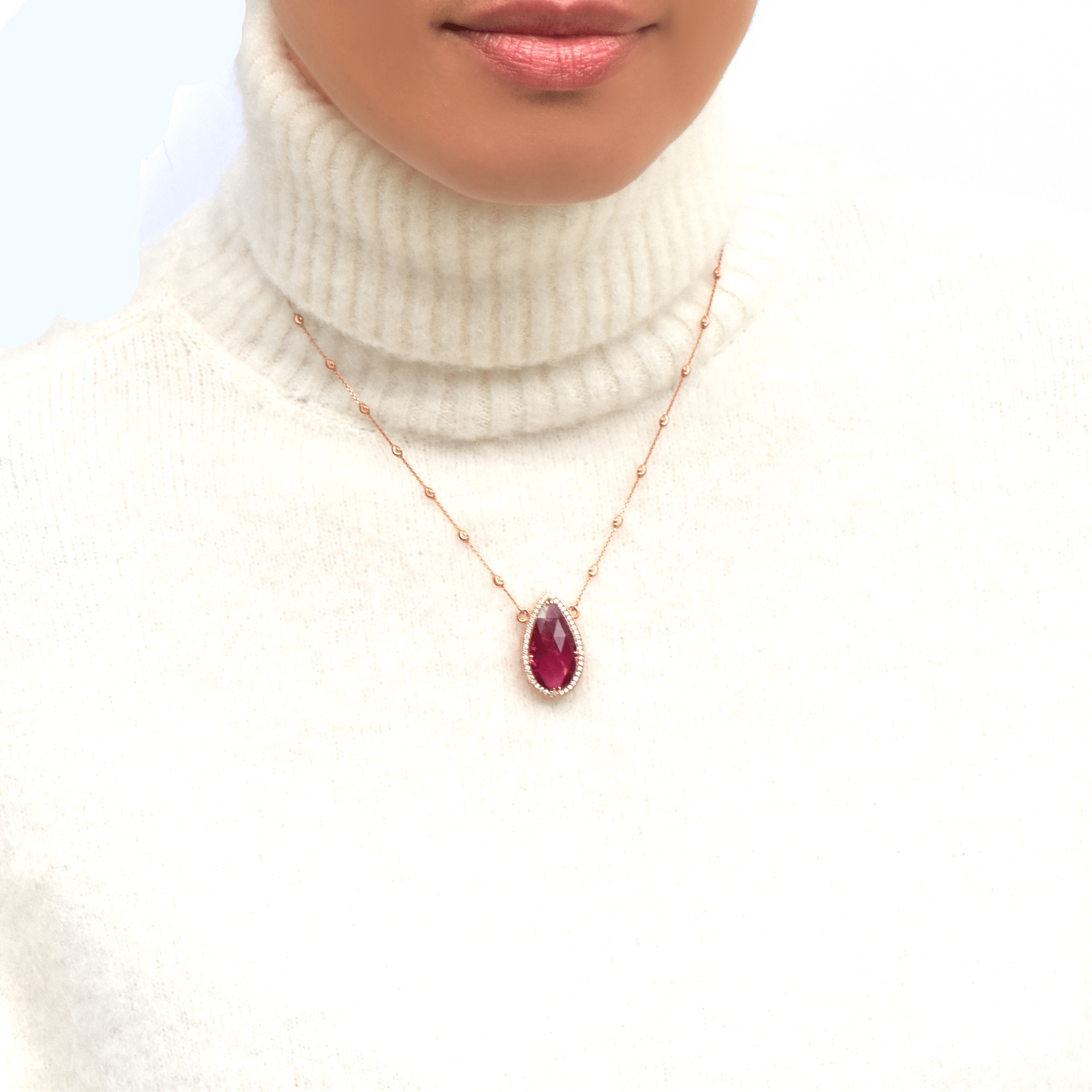 Fire & Passion Necklace - Diamonds and Rubellite Necklace
