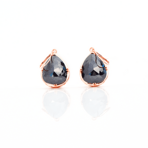 Lioness Earrings - Black Pear Shaped Diamonds