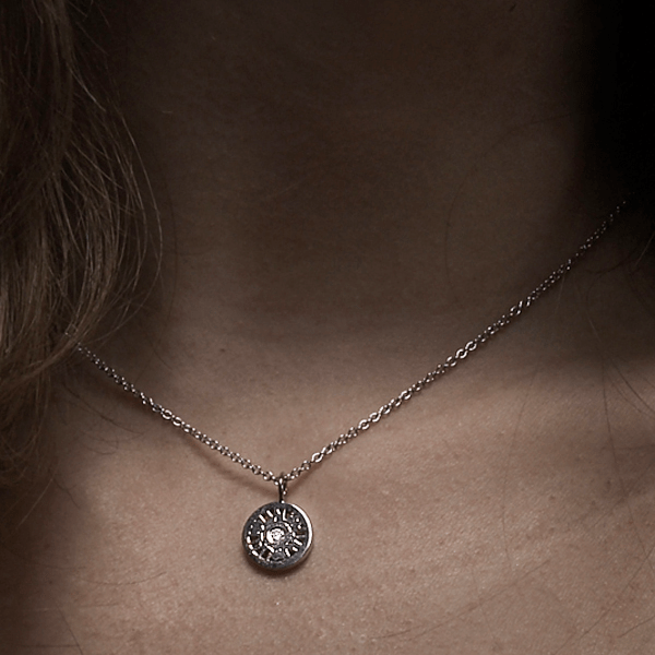 Women's Necklace - "I Love You Forever" - 18-Karat White Gold Dainty Diamond Necklace