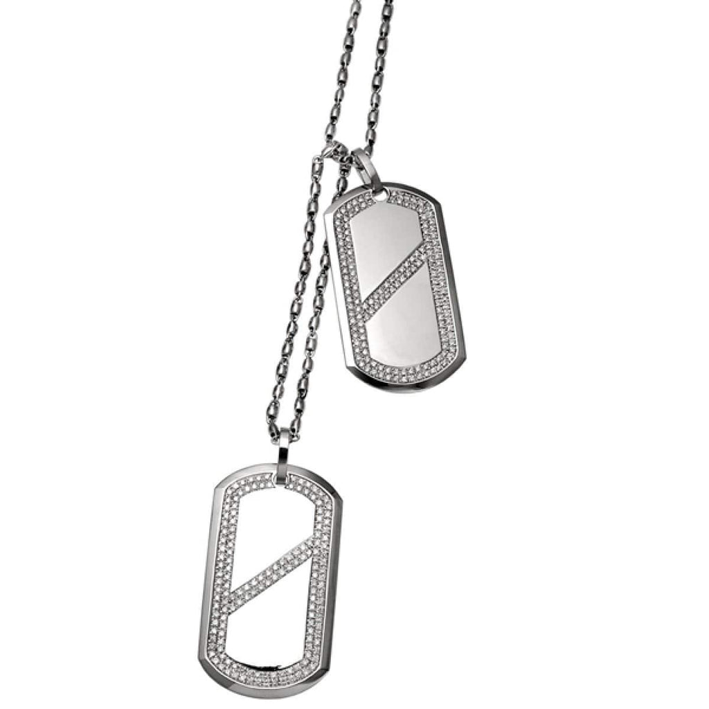 CHRIS AIRE GOLD AND DIAMOND DOG TAGS