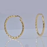 Gold Hoop Earrings -14-Karat yellow Gold, Lightweight Diamond Cut Hoops: Bright Hoops