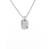 Mini Dog Tag - 18-Karat Solid White Gold  Full Diamond Dog Tag