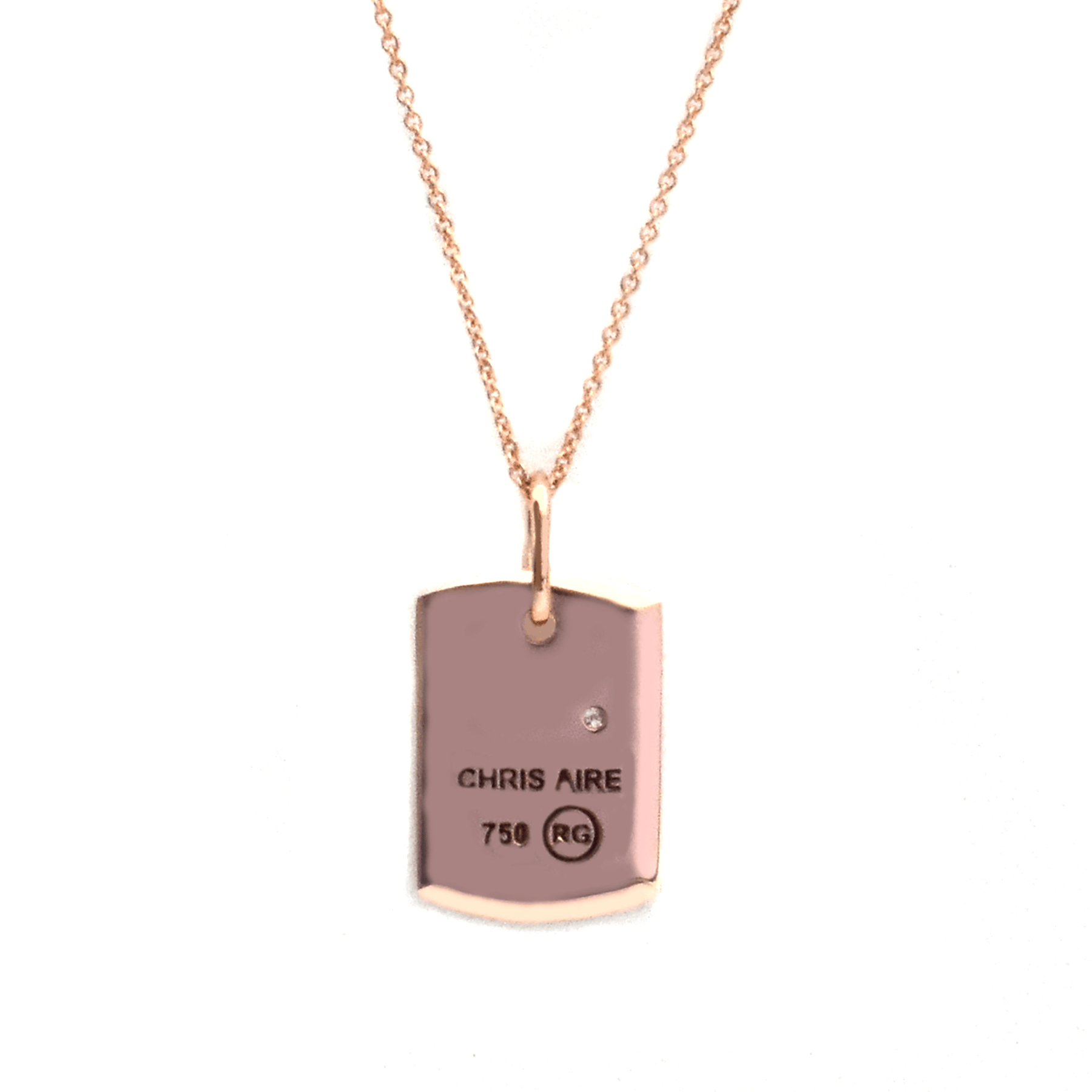 Everyday Dog Tag - 18-Karat Solid Gold & Solitaire Diamond