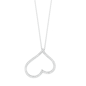 Open Heart - White Gold and Heart Diamond Necklace