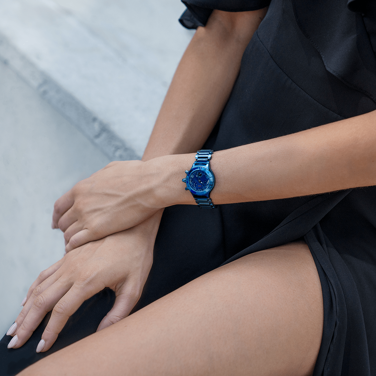 Women’s Watch - Aire Parlay Swiss Made Quartz Chronograph Diamond infused PVD Blue Unique Women's Watch