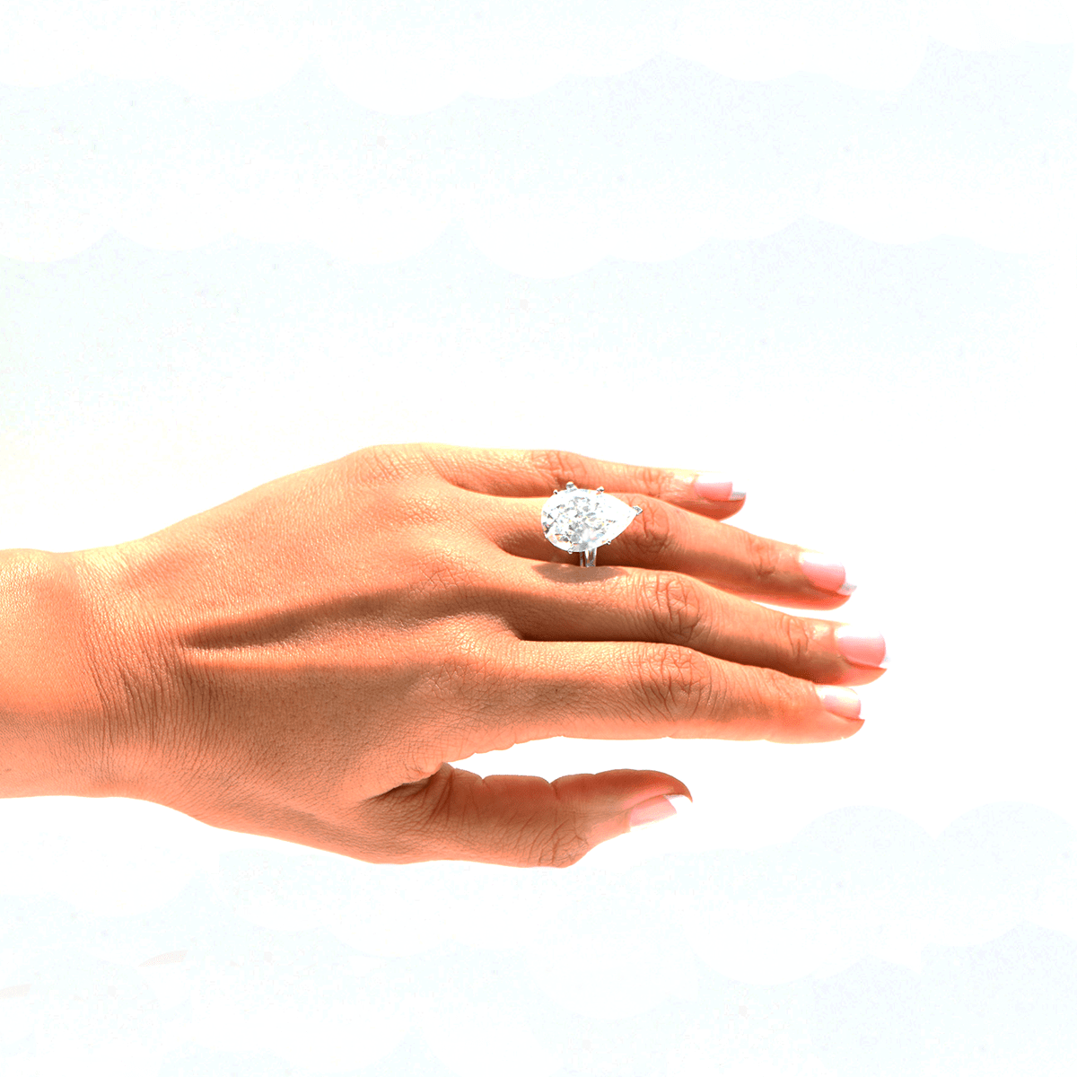 Engagement Ring - 18-Karat Pear Shaped Fifteen Carats Natural Diamond Ring