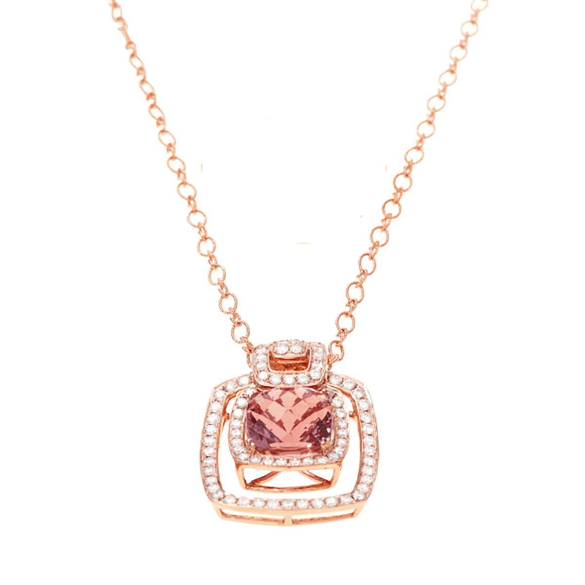 Heiress - 18 Karat Amber Hue Gold and Pink Tourmaline Necklace - Red Gold®