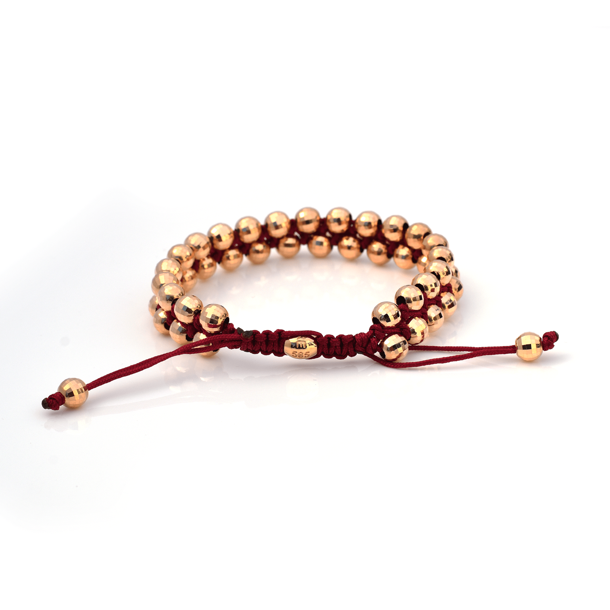 Unisex Gold Bracelet - 14 - Karat Solid Gold Prayer Bead Bracelet - RED GOLD®