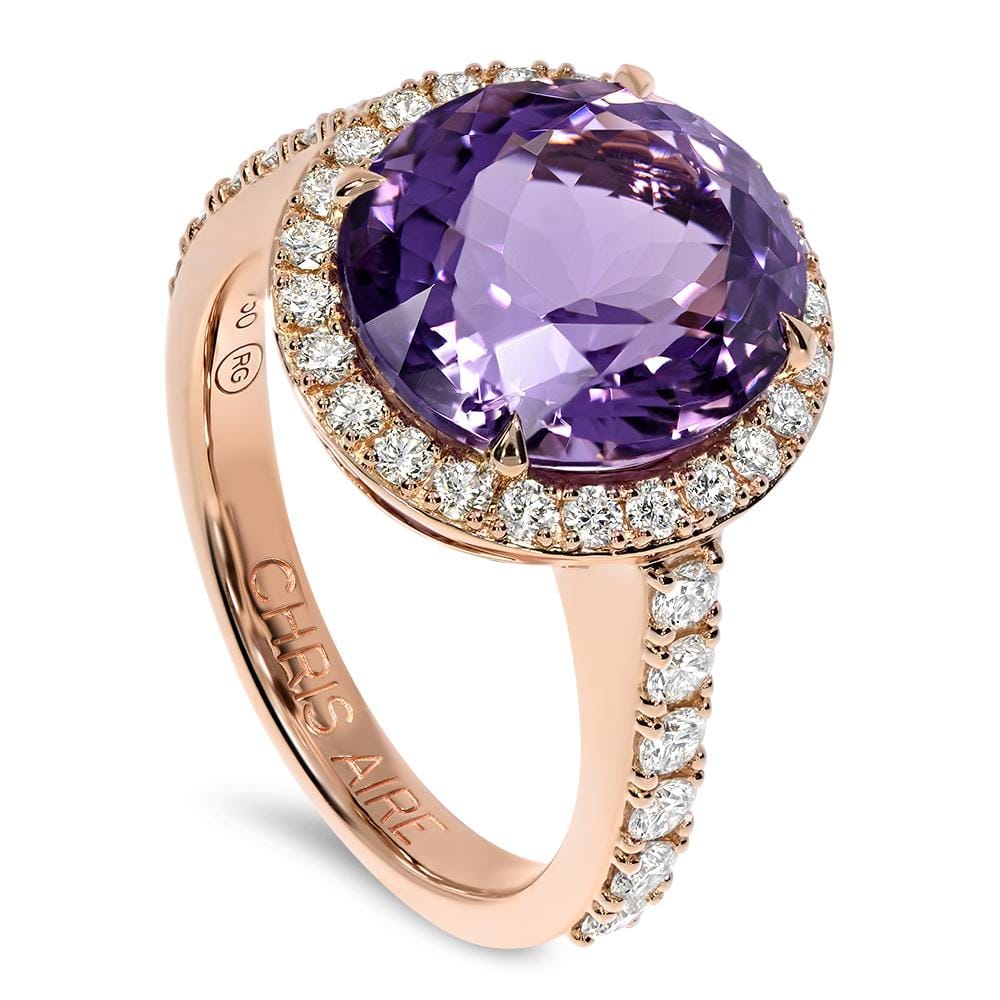 Diamond ring with Bolivian Amethyst - Chris Aire Fine Jewelry & Timepieces