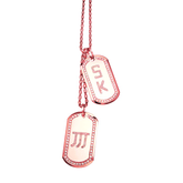Dog Tags - 18-Karat Solid Amber Hue Gold With Diamonds - RED GOLD®