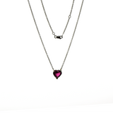 Vibrant Heart - 18-Karat White Solid Gold Red Tourmaline Gemstone Heart Necklace -