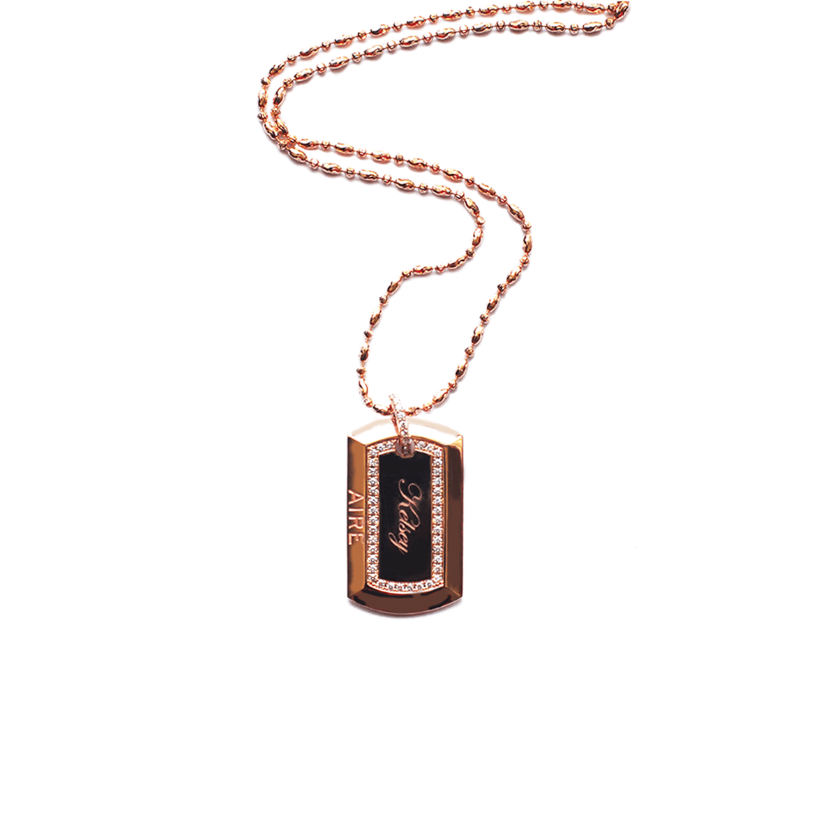 Gold and Diamonds Dog Tag - 18-Karat Amber Hue Gold Military Dog Tag