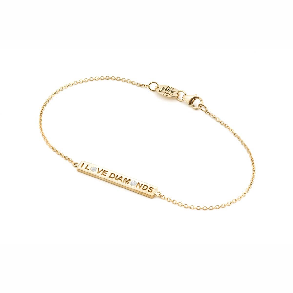 18 KARAT YELLOW GOLD  "I LOVE DIAMONDS" BRACELET - Chris Aire Fine Jewelry & Timepieces